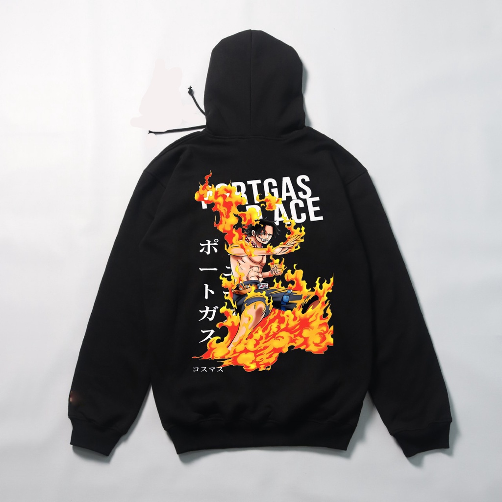 Jaket hoodie animasi one piece ace fire - Hoodie anime one piece - Jaket one piece