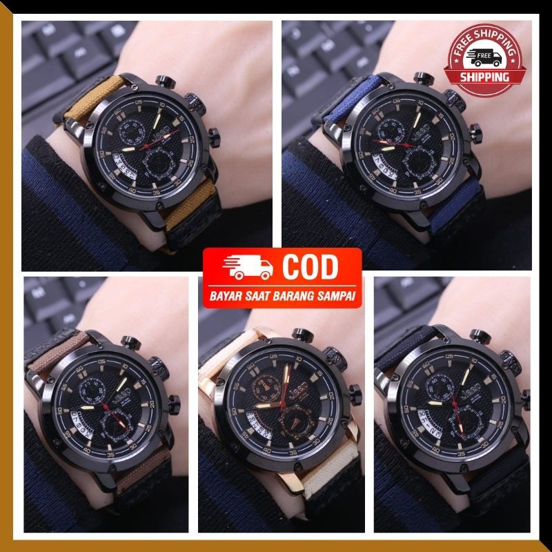 JAM TANGAN PRIA JEEP KANVAS DATE ORIGINAL CHRONO ACTIVE COWOKA ANALOG | JAM TANGAN JEEP KANVAS