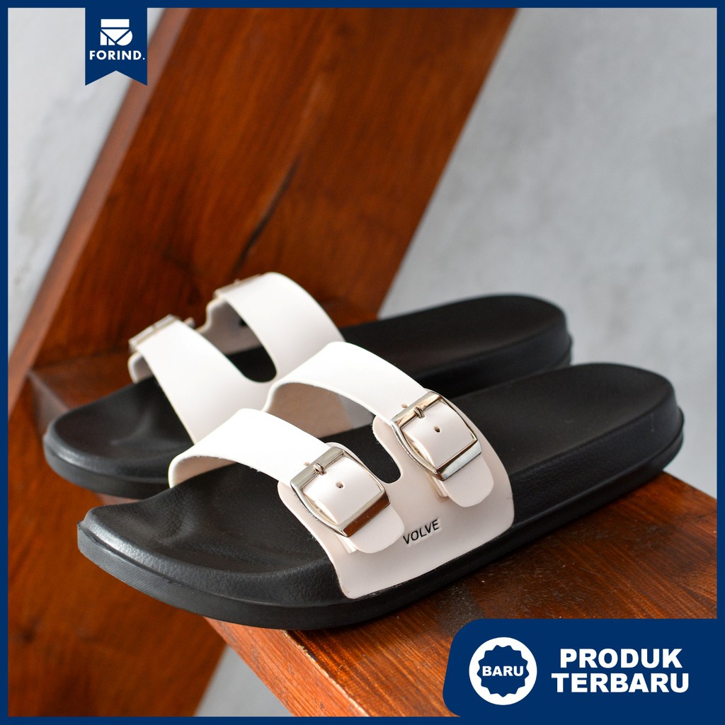 Prime White | Sandal Slide EVA Hitam Ringan Strap Santai Simpel Pria Laki Sendal Ori | FORIND Volve