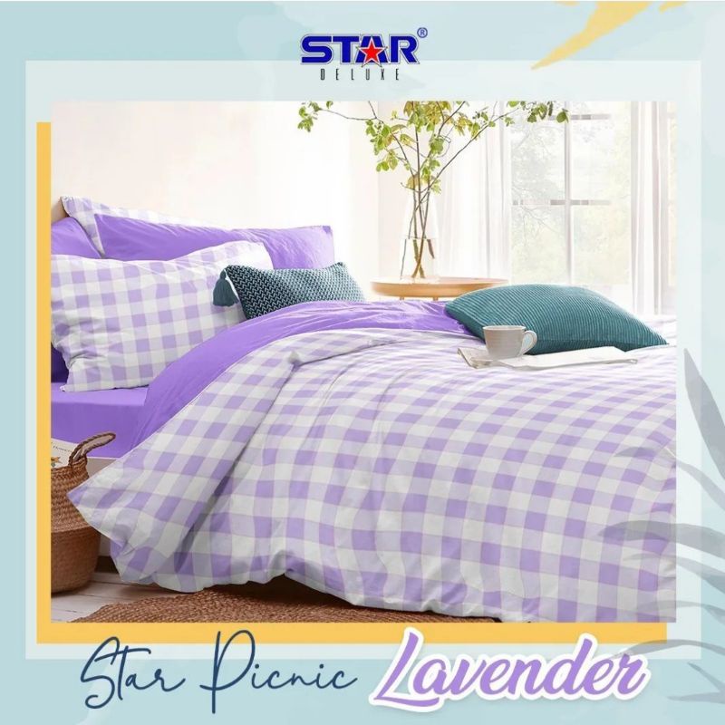 Sprei Katun Lokal Premium / Sprei Kotak Kotak hitam putih dan ungu lavender / Sprei abstrak / Sprei 