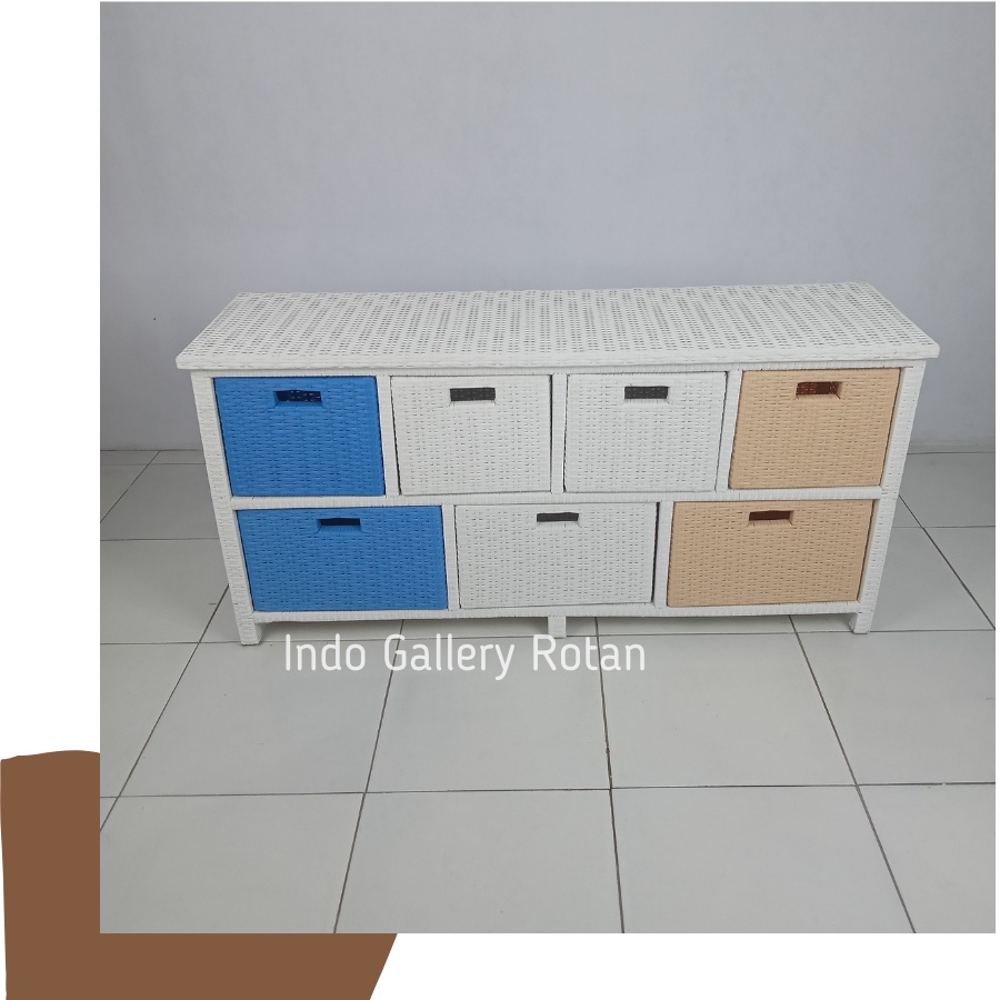 Lemari Laci Rotan Sintetis Besar / Rak Laci Rotan Sintetis Besar 7 Laci