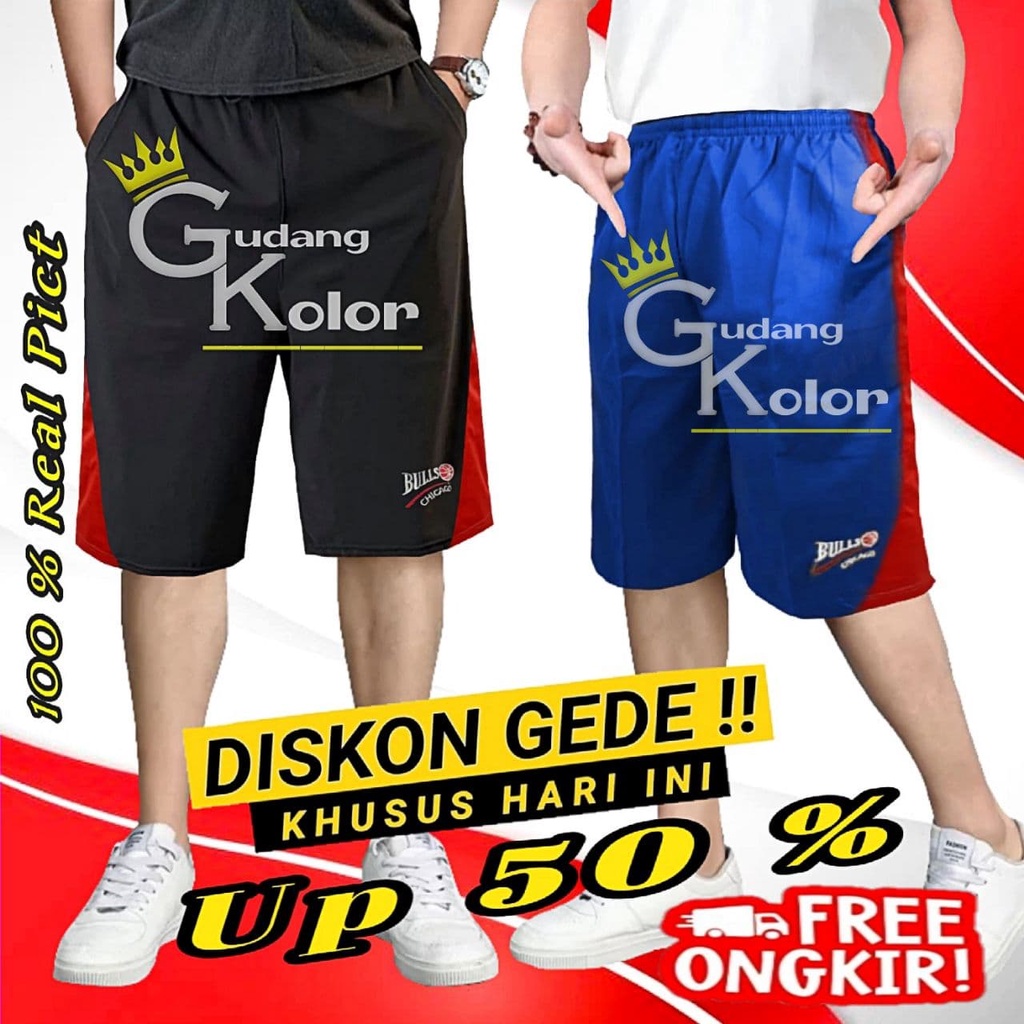 Celana Pendek Pria Dewasa Polos Santai Cowok Harian Selutut Laki Laki Kolor Short Pants Olahraga Cel