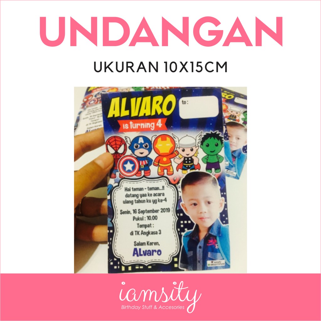 Jual Undangan ultah custom ukuran 10x15cm undangan ulang tahun murah