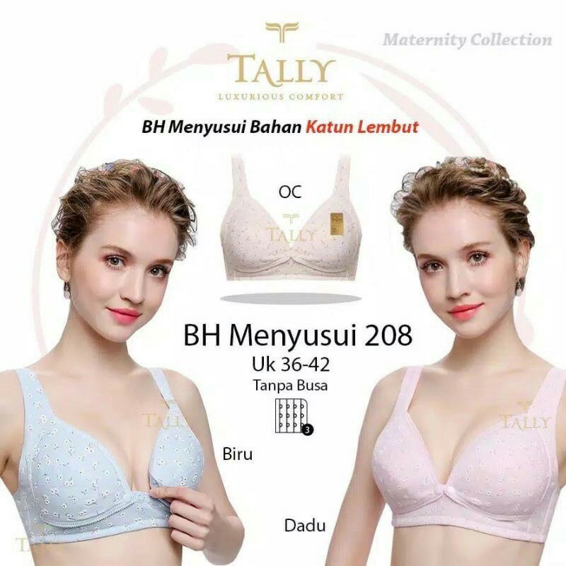 TALLY 208 BH MENYUSUI NURSING BRA BUKAAN DEPAN TANPA KAWAT