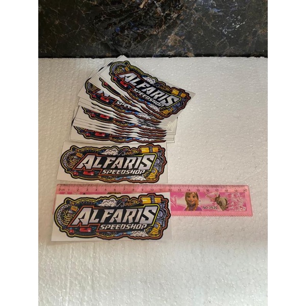 STIKER ALFARIS SPEEDSHOP LAMINASI GLOSSY PANJANG 12CM LEBAR 5CM