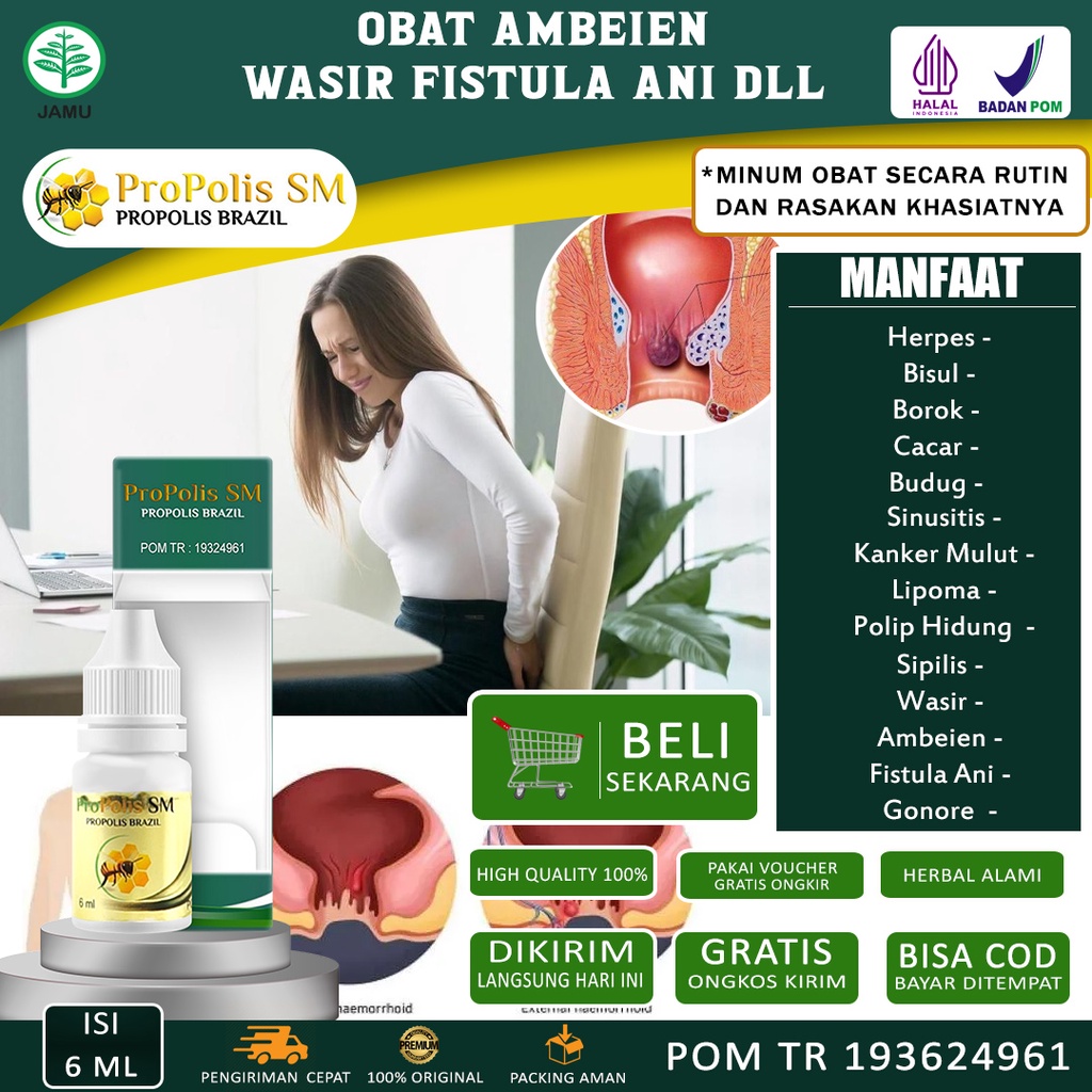 Obat Ambeien Wasir Budug ALergi Eksim Kering Borok Sipilis Infeksi Jamur Propolis SM Brazil Original