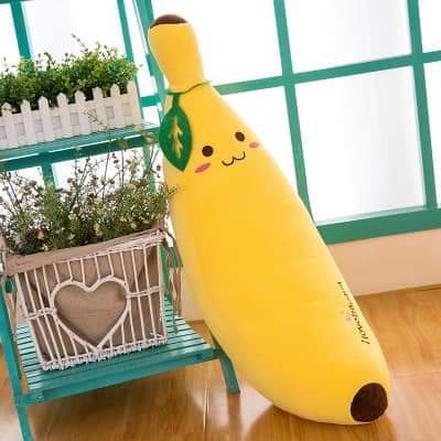 Boneka Pisang Bordir Boneka Plush Model Pisang Banana Jumbo Ukuran M/L/XL Bahan Lembut Halus