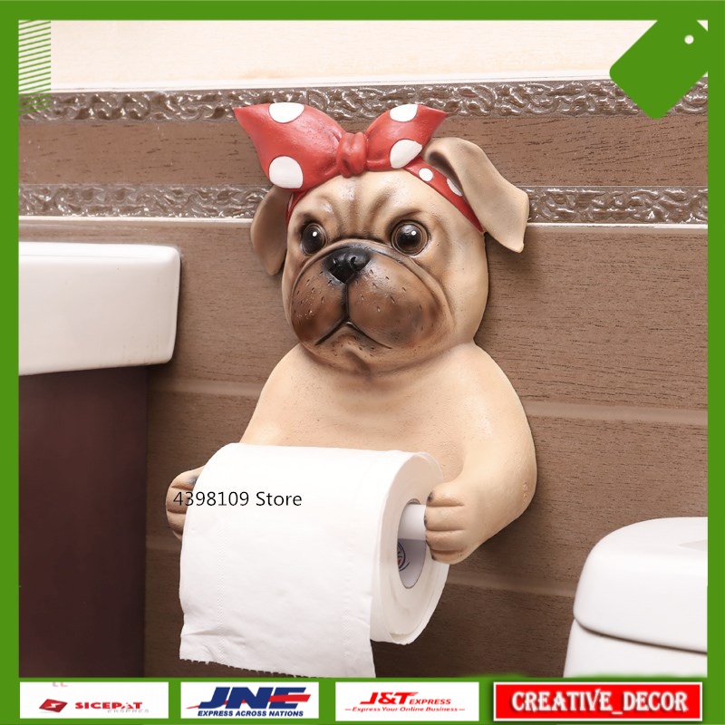 Tempat Tisu Estetik Lucu Creative Bathroom Toilet Paper Holder Cute  Dog Wall Hanging Decoration Pap