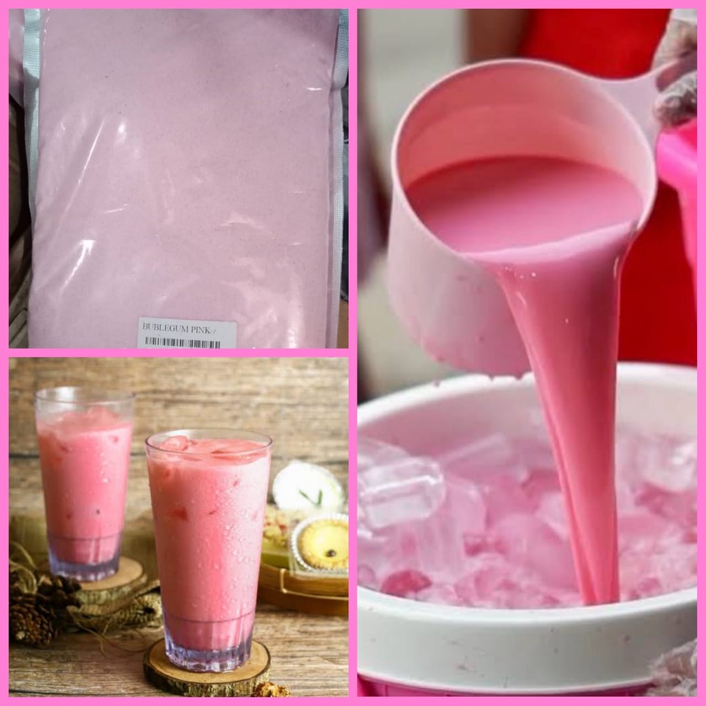 Powder Drink BubbleGum / permen karet Pink 1kg mix gula (New terpopuler!)