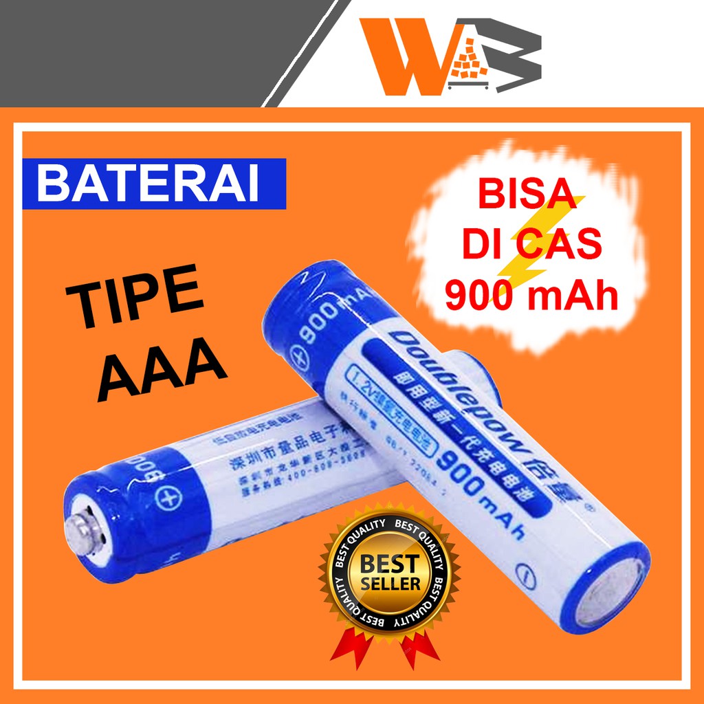 COD BATERAI BATERE BATRE BATRAI BATTERY CAS CHARGE AAA ORIGINAL 2 Pcs 900mAH RECHARGEABLE DOUBLEPOW