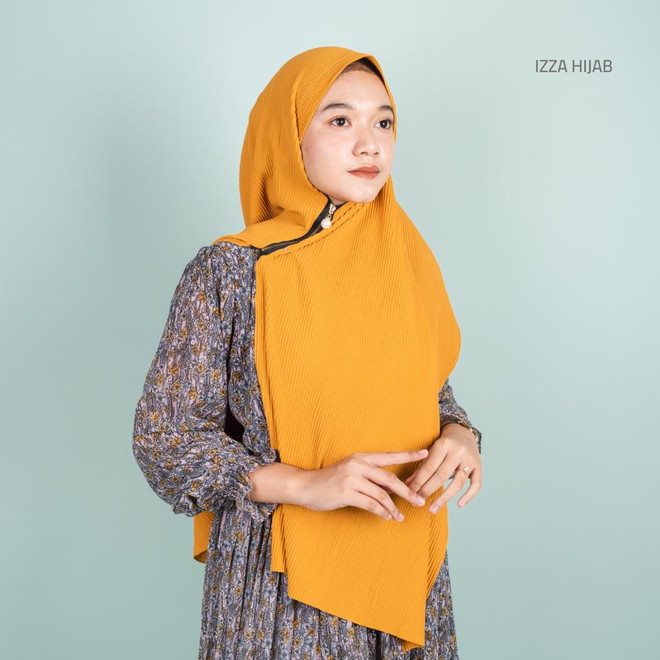 PASHMINA FULL PLISKET ZIPPER RESLETING/ PASHMINA ZIPPER RESLETING DIAMOND BY IZZA-KUNING