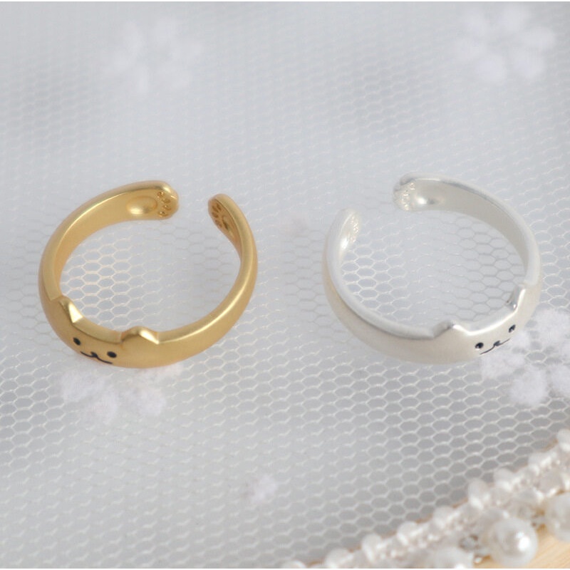 2pcs / set Cincin Enamel Desain Cakar Kucing Lucu Untuk Pasangan