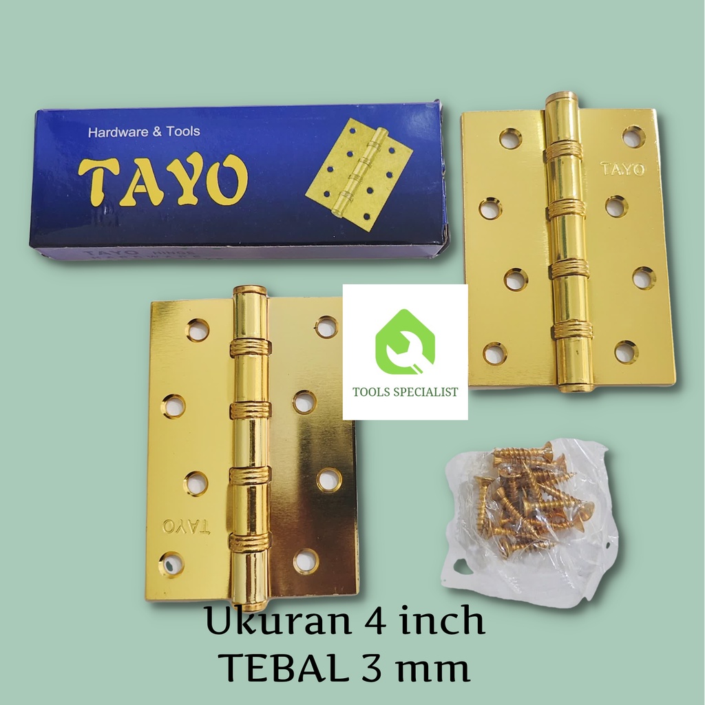 ENGSEL TEBAL PINTU JENDELA 4 inch 3 inch TEBAL 3 mm Plus Skrup