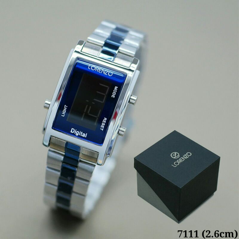 JAM TANGAN WANITA LADIES LORENZO 7111 DIGITAL TALI RANTAI STAINLESS