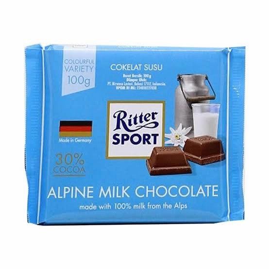 

coklat ritter sport alpine milk chocolate 100gr