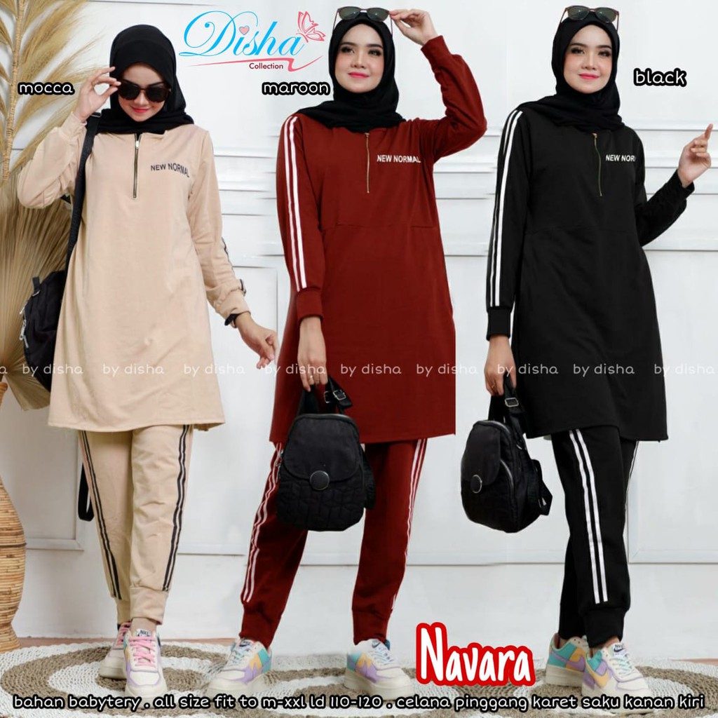 STELAN SETELAN BAJU SENAM WANITA || BAJU SETELAN OLAHRAGA MUSLIMAH | NAVARA SET BY DISHA