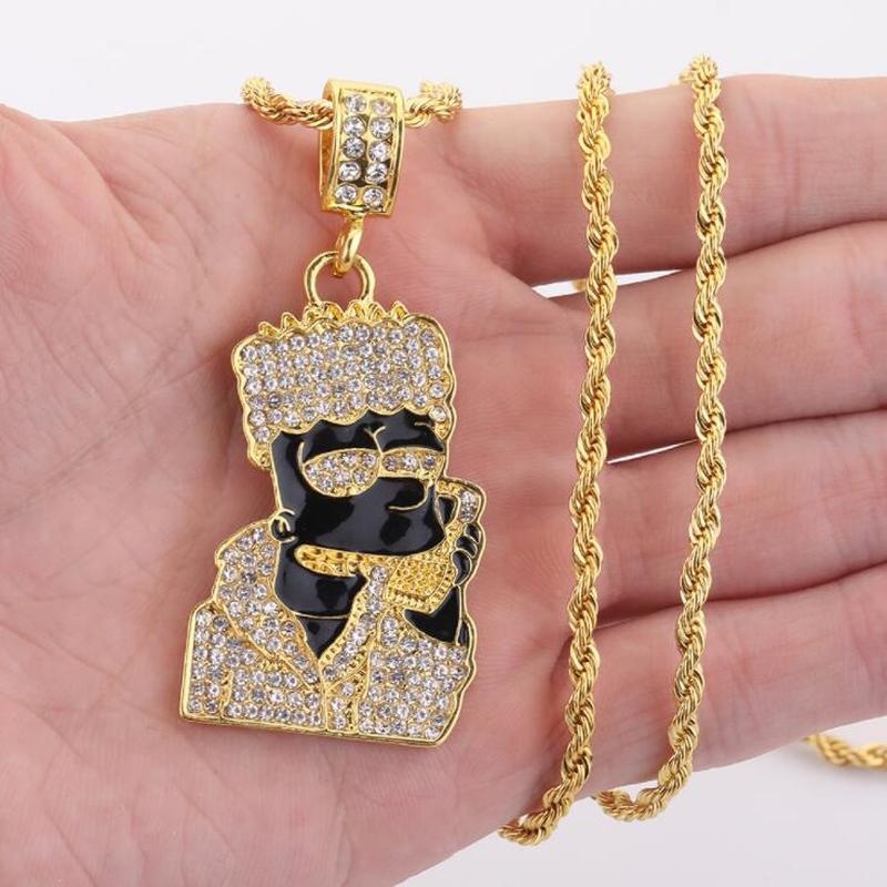 Kalung Liontin Karakter Kartun Gaya Hip Hop Untuk Unisex