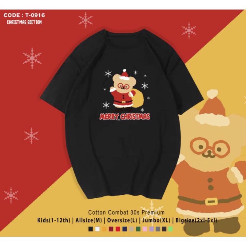 KAOS KATUN NATAL BERUANG SANTA/KAOS NATAL MERRY CHRISTMAS
