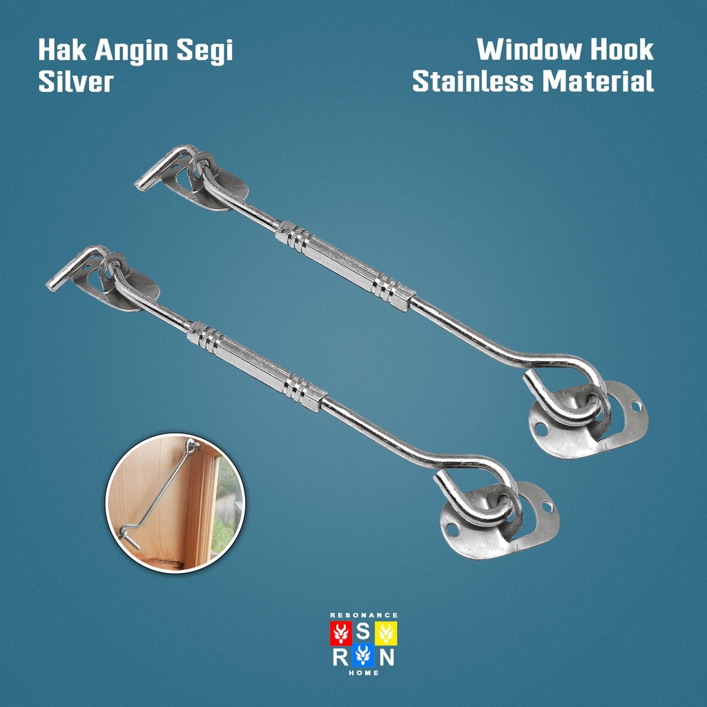 Hak Angin Segi Silver 20cm / WIndow Hook Resonance Home