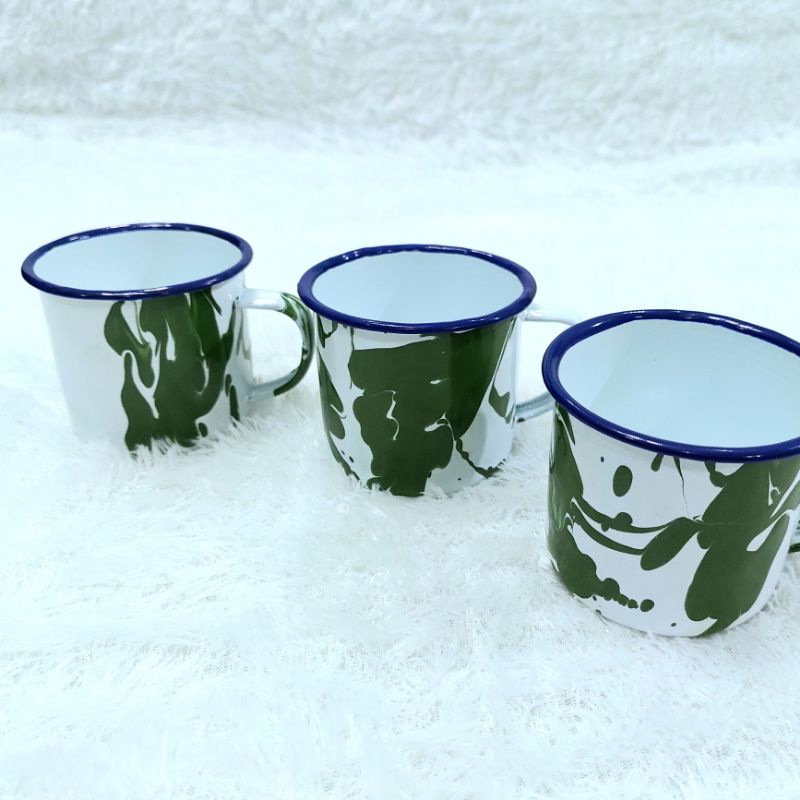 Mug Cangkir Gelas Enamel Blirik Lurik Blurik 7cm seng kaleng jadul kuno unik-2