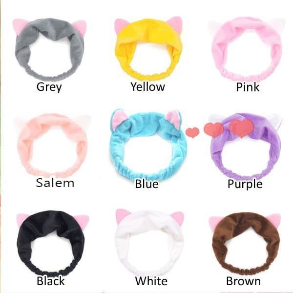 CEHB bando telinga kucing kuping headband korea facial bandana cat ear - Biru Muda