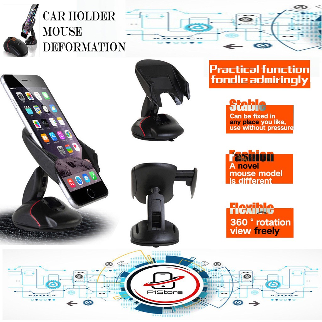 Car Holder Mouse Deformation Flaxibel Tempat Dudukan HP GPS Di