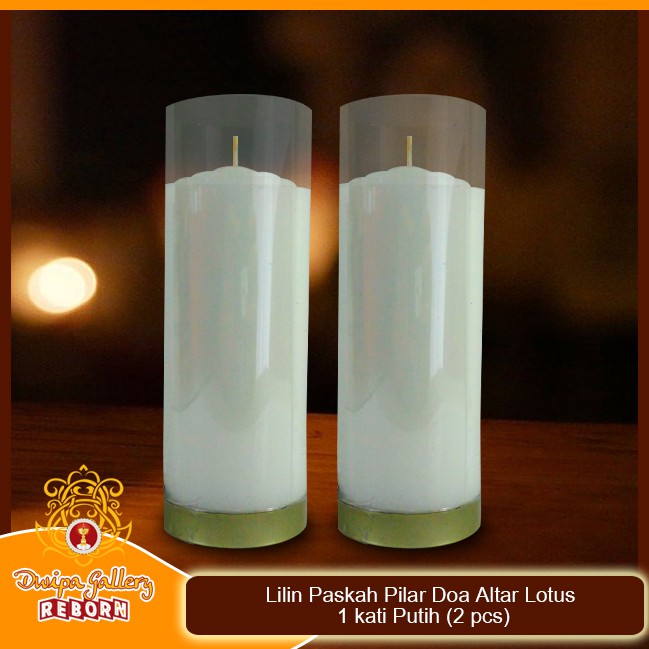 Lilin/Candle Puja Paskah Pilar Doa Altar Lotus 1 kati Putih (2 pcs)