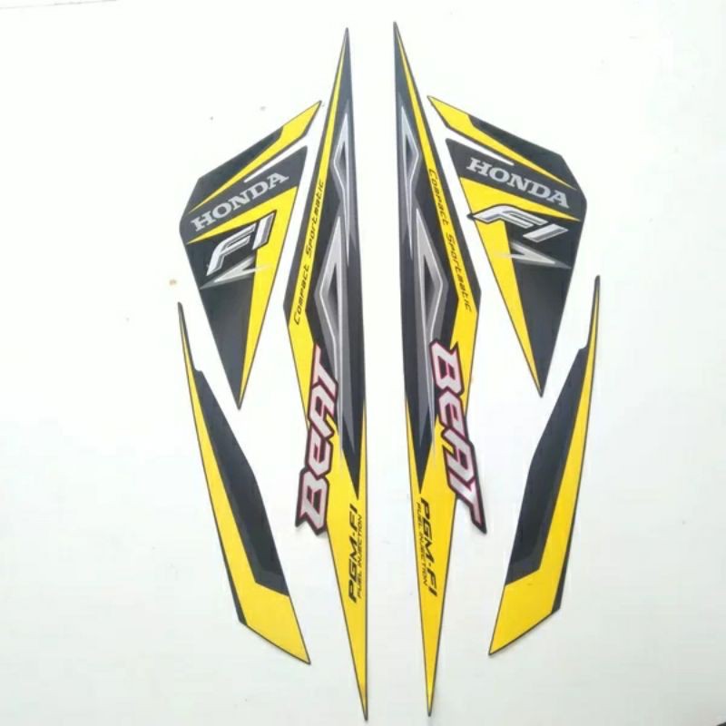 STRIPING STIKER LIS BODY MOTOR HONDA BEAT 2013 HITAM KUNING