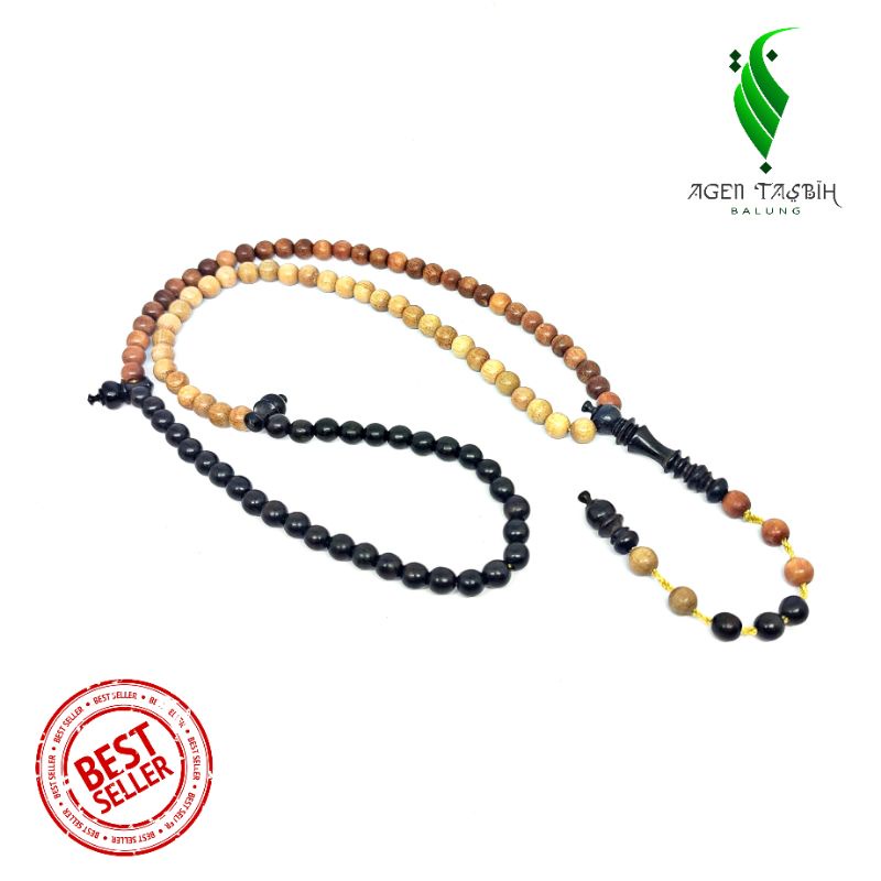 Tasbih Kombinasi 3Kayu(Setigi, Kelor Hitam, Bidara Arab) Size 6mm//COD