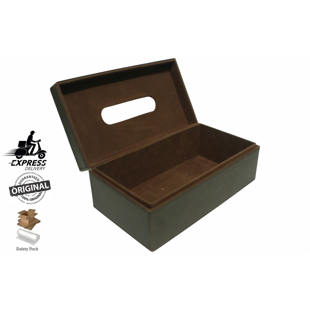 Tempat Tissue Box / Tempat Tisu Kulit Sintetis (Oscar) 24 X 12 Cm – Coklat