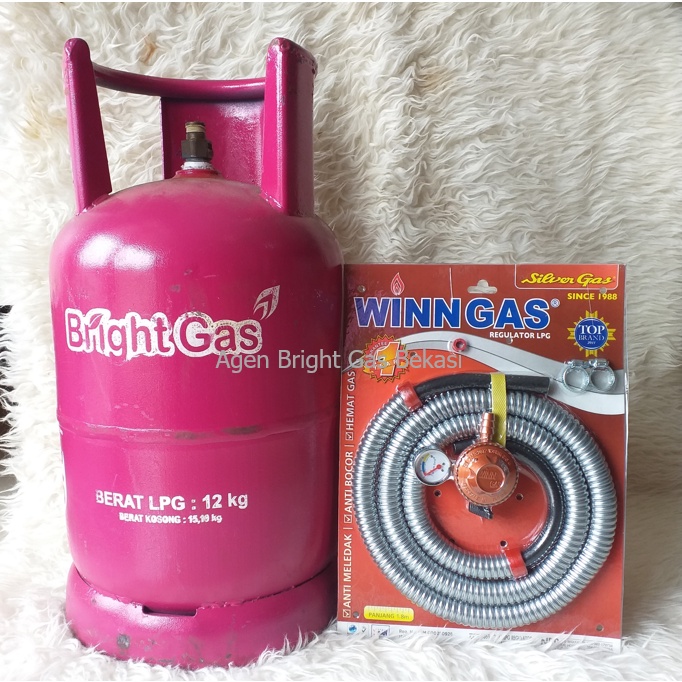 PAKET TABUNG BRIGHT GAS 12 KG PINK PLUS ISI + REGULATOR