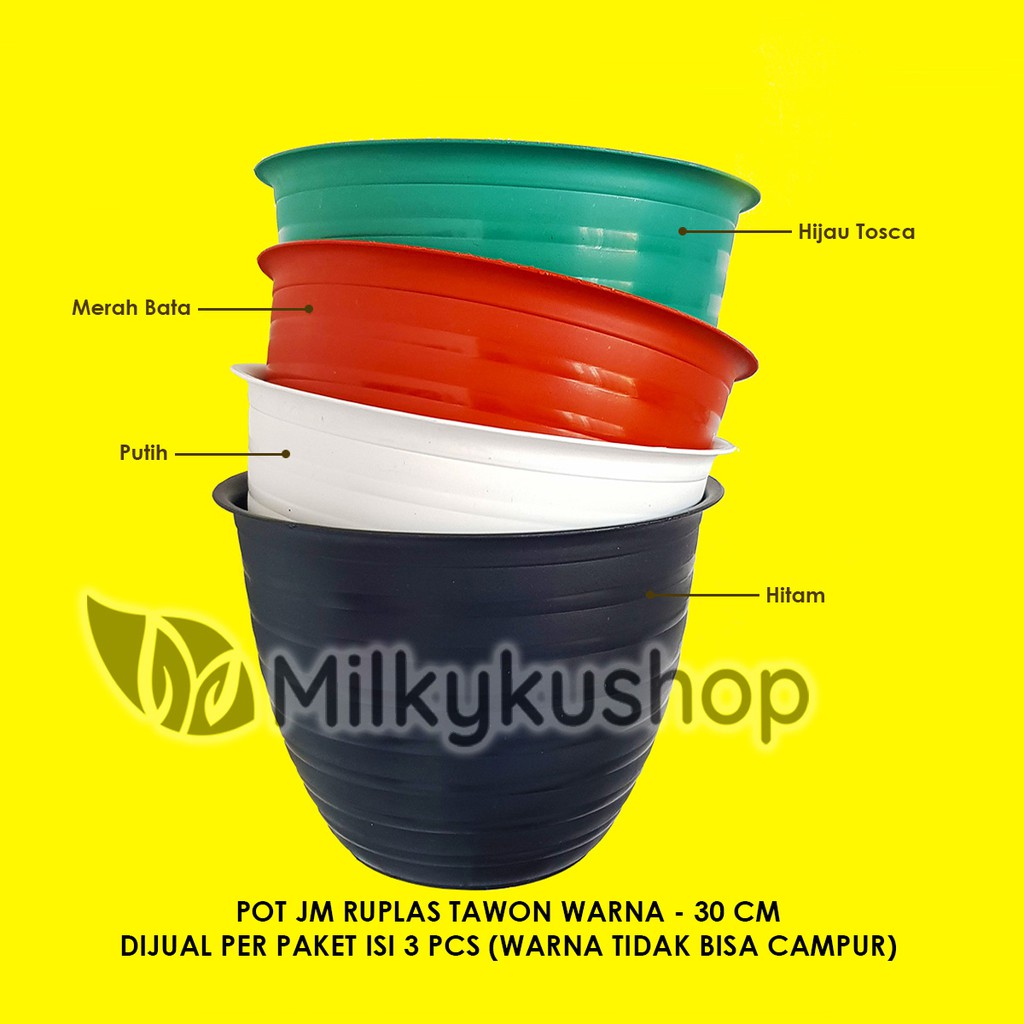 POT JM RUPLAS 30 TAWON WARNA 30 CM - PAKET 3 PCS - POT BUNGA TANAMAN