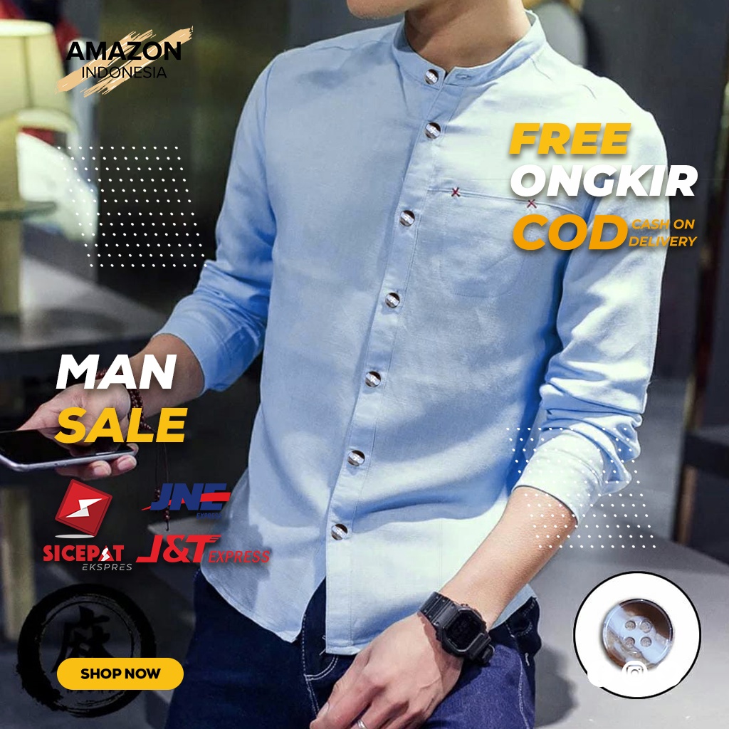 HEM BAJU ATASAN MUSLIM KOKO PRIA WARNA WHITE PUTIH POLOS BAHAN KATUN ORIGINAL KOMBINASI BORDIR ASLI