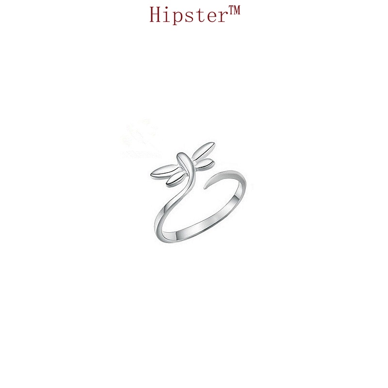 Hot Sale Simple and Fresh Personalized White Gold Color Dragonfly Ring for Women