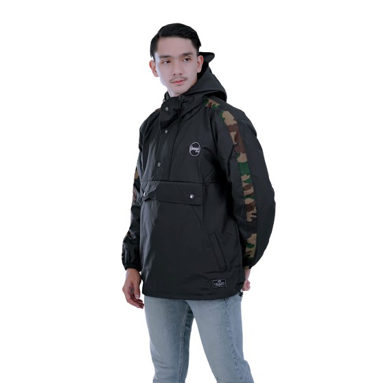 Jaket Parasut Pria List Loreng Grazzi Arrival Warna Hitam