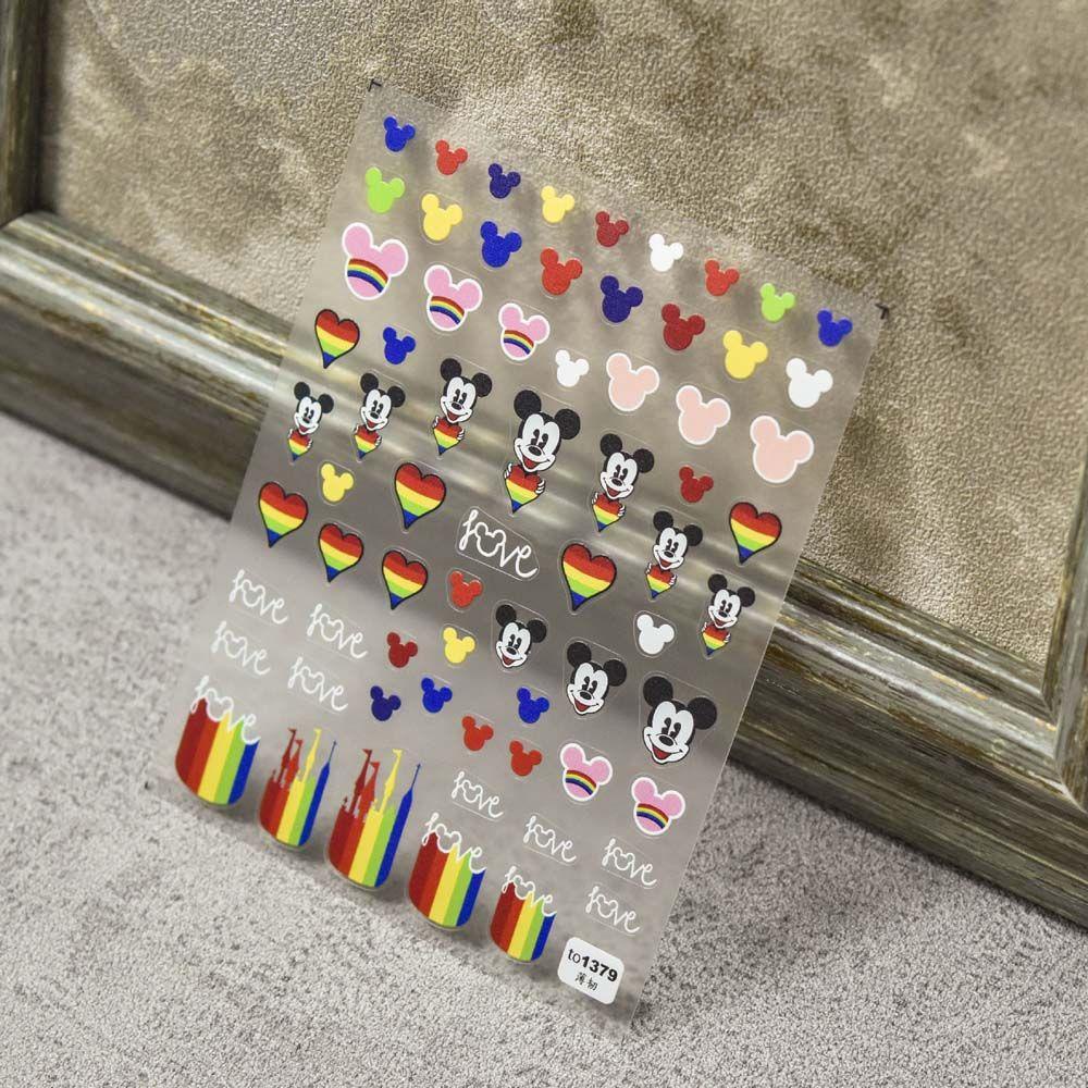 Mxbeauty Kartun Stiker Kuku Wanita Beruang Kelinci Manikur Aksesoris Stitch Nail Art Dekorasi