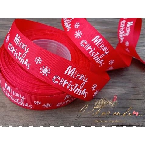 

GNATL-230 : Pita Natal Merry Christmas Grosgrain 1 inch (per rol 20y) - Merah