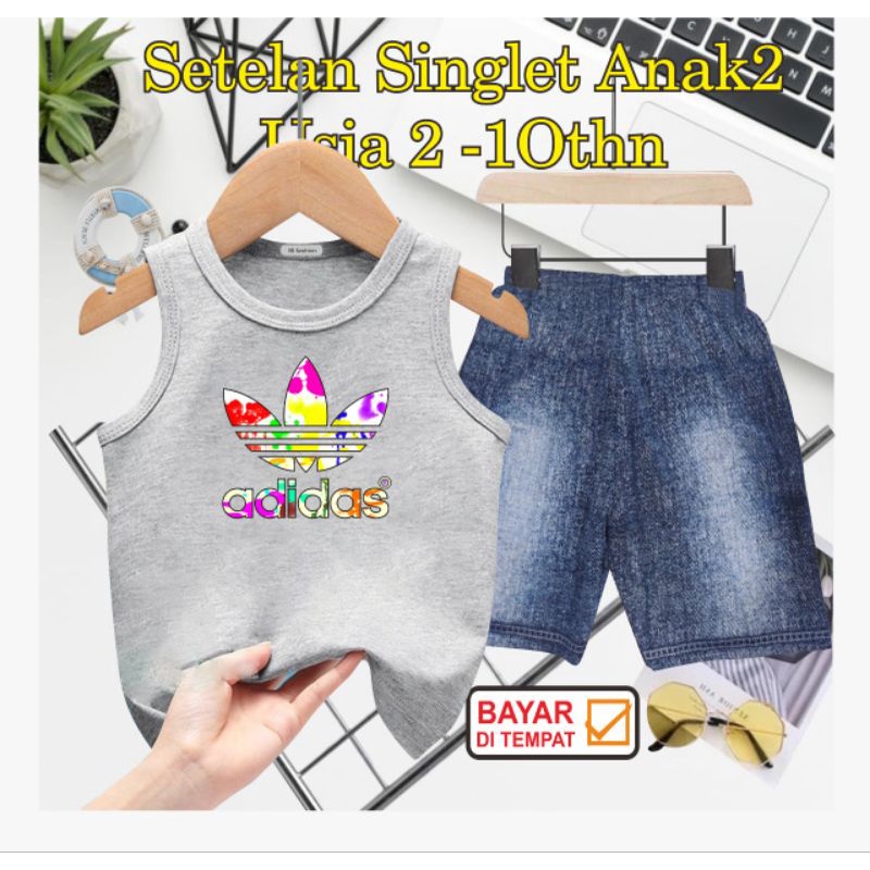 ((IB))SETELAN SINGLET ANAK2 SEMI JEANS/4D1D4S DIGITAL SABLON