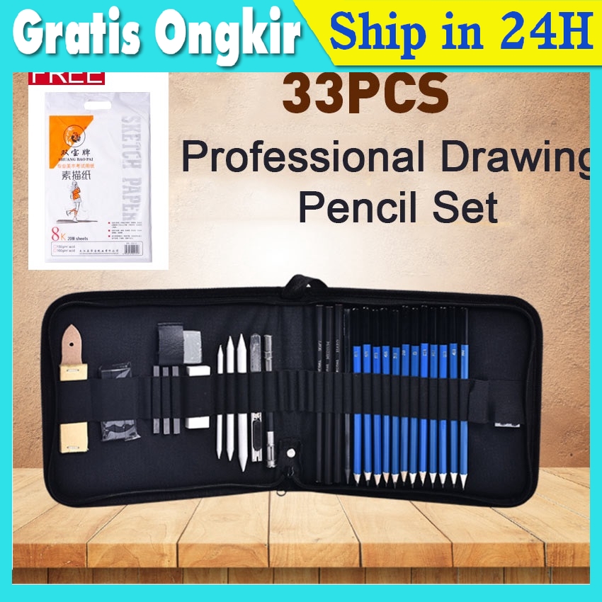 

33PCS/Set Pensil Pisau Penghapus dan Pensil Gambar untuk Keperluan Sekolah