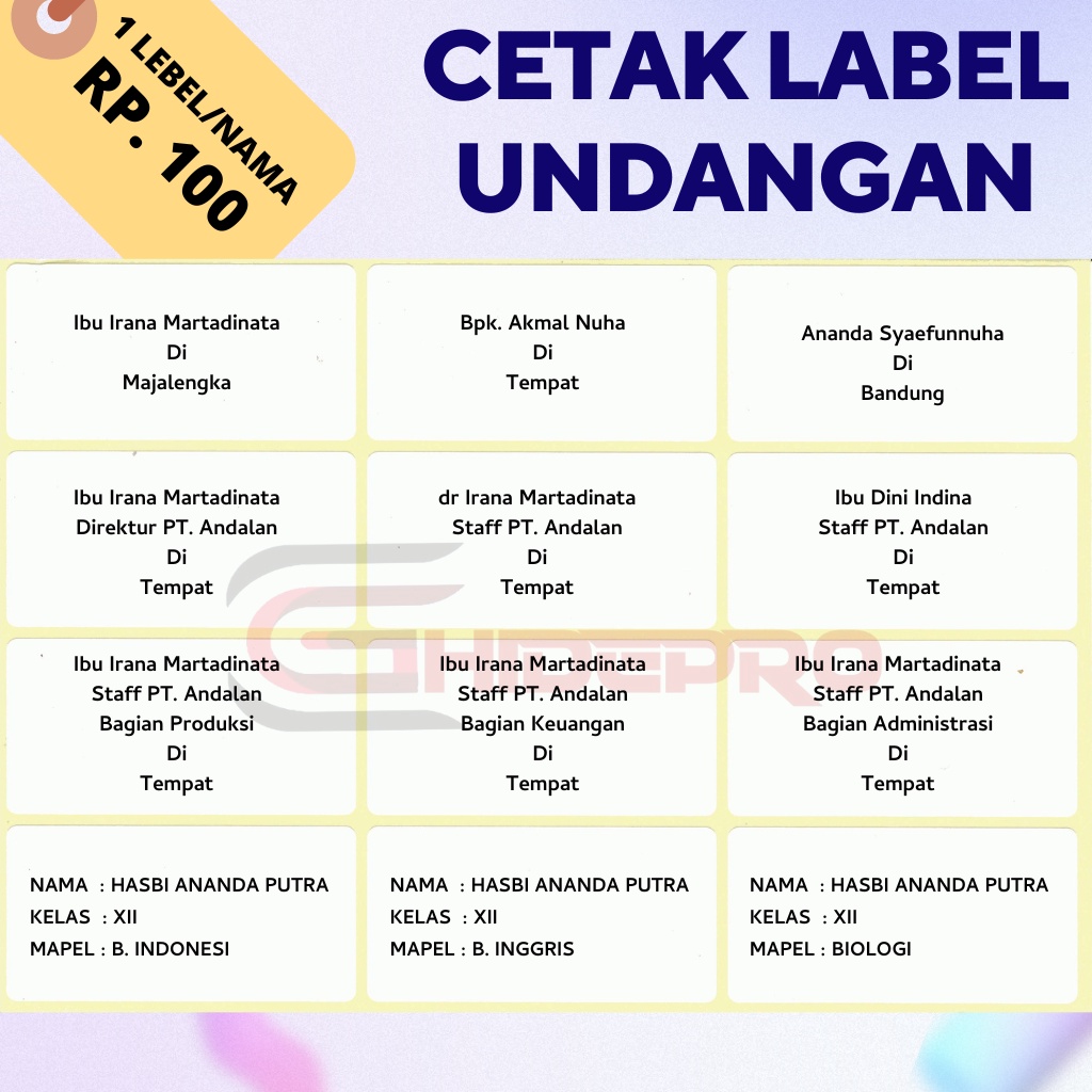 

CETAK/PRINT LABEL UNDANGAN 103