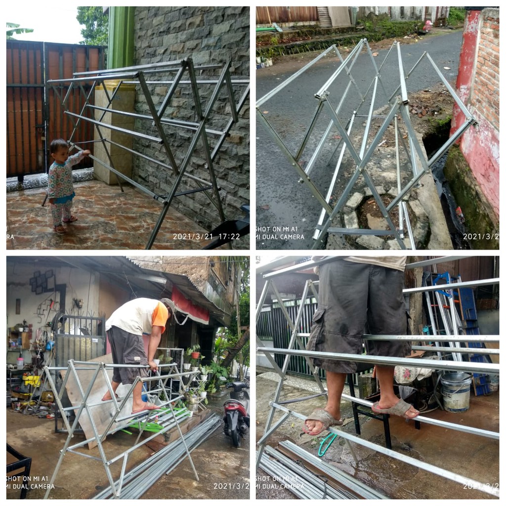 JEMURAN BAJU  200 CM JUMBO JEMURAN PAKAIAN BESI HOLLO GALVANIS SUPER KUAT,KOKOH DAN ANTI KARAT