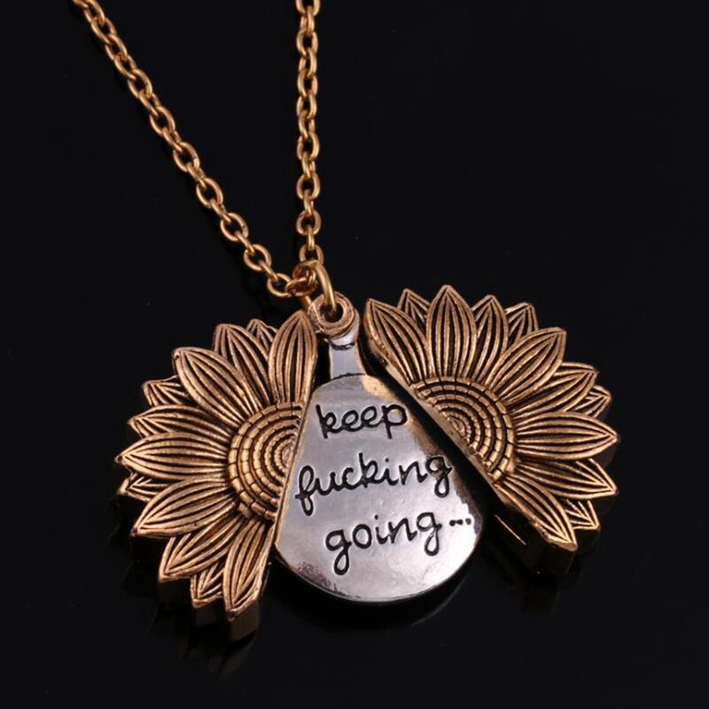 Retro Sunflower Lettering You Are My Sunshine Chain Short Clavicle Chain Necklace Gifts