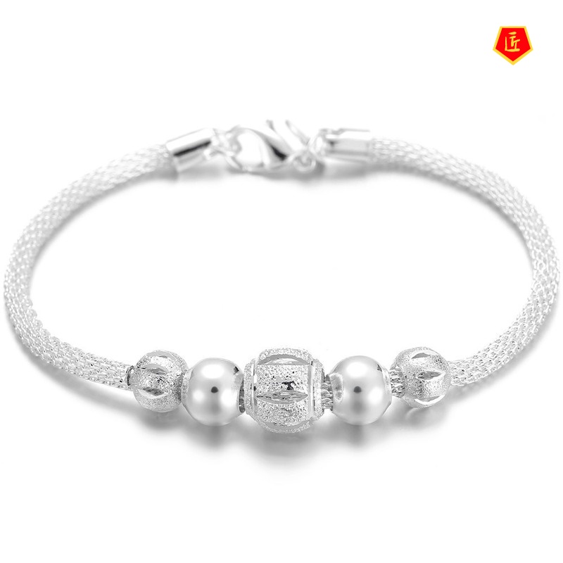 [Ready Stock]Silver Classic Hollow Lucky Beads Bracelet