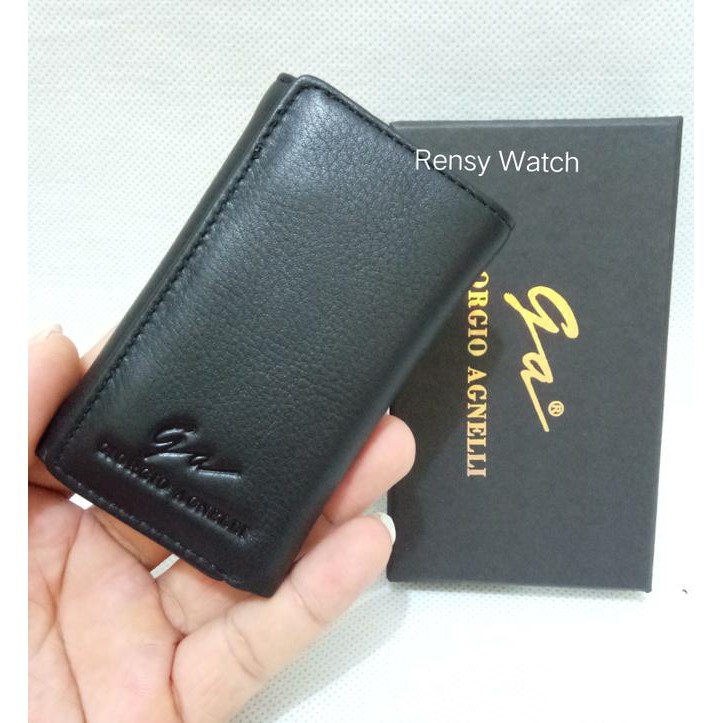 lv8i dompet/gantungan kunci dan stnk mobil motor giorgio agnelli original k - hitam eul9
