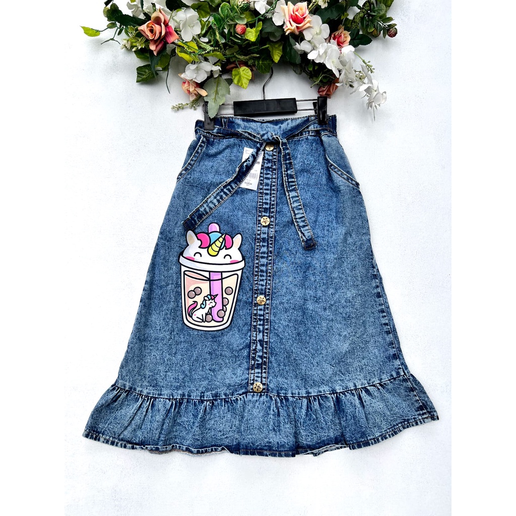 Rok jeans anak panjang