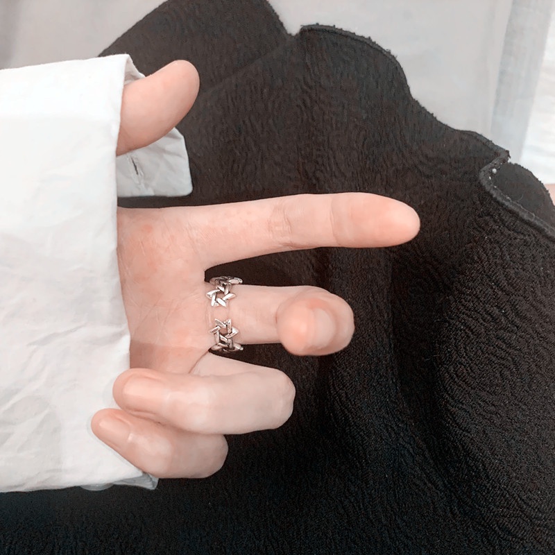 Cincin Adjustable Desain Bintang Gaya Retro Untuk Wanita