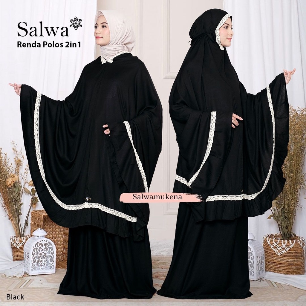 Mukena Polos Renda Salwa 2 in 1                                           ⠀                      Muk