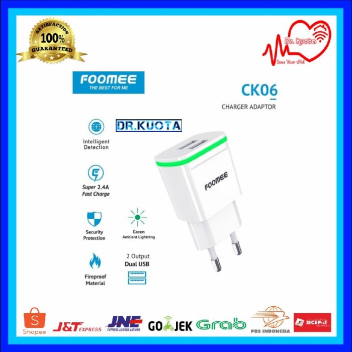 Foomee CK06 Charger double U 5V 2.4A 100% Original by Foomee