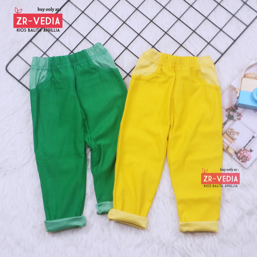 (KANTONG) Jeans Legging uk 3-4 Tahun /  Leging Anak Polos Murah Celana Panjang Bawahan Tebal Denim