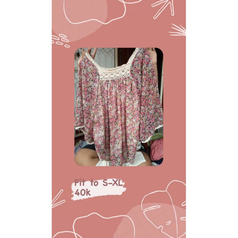 Baju Flowery Batwing (preloved)